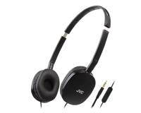 JVC HA-S160M-B - Flats opvouwbare en compacte hoofdtelefoon in glanzende trendy kleur, met schakelaar voor microfoon aan/uit, ideaal voor telewerken en online seminars (zwart) - thumbnail