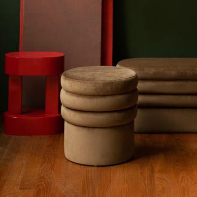 Dutchbone Hocker 'Aditi' Velvet, kleur Bruin