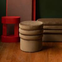 Dutchbone Hocker 'Aditi' Velvet, kleur Bruin - thumbnail