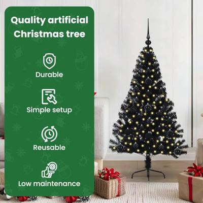 VidaXL Kunstmatig voorverlicht kerstboom met 150 led zwart 120 cm pvc
