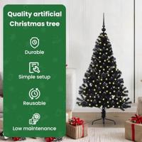 VidaXL Kunstmatig voorverlicht kerstboom met 150 led zwart 120 cm pvc - thumbnail