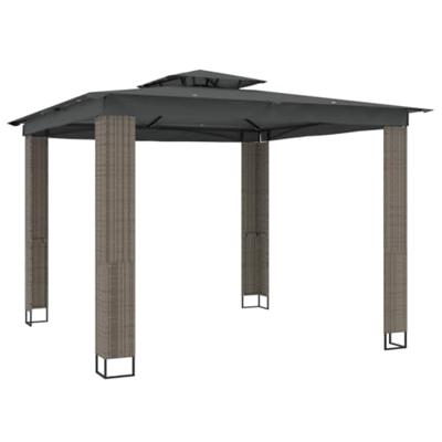Prieel met dubbel dak 2,94x2,94 m staal antracietkleurig