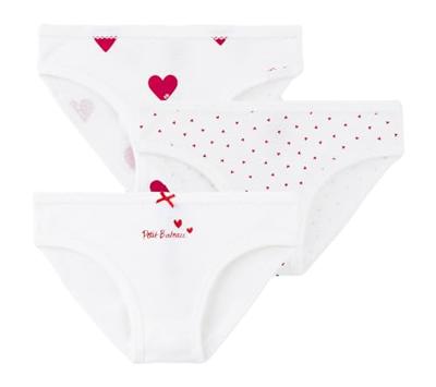 Set van 3 katoenen slipjes met hartjes voor meisjes - PETIT BATEAU witte hartjes