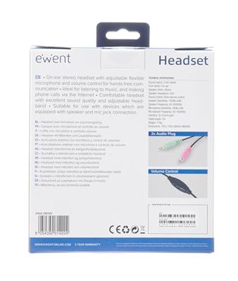 Hoofdtelefoon met microfoon Ewent EW3562 Zwart Zilverkleurig - thumbnail