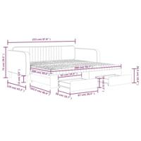 Slaapbank onderschuifbed en lades 100x200 cm fluweel lichtgrijs - thumbnail