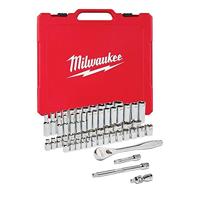 Milwaukee Ratel + doppen set 3/8 Drive 56 pct ratel + dopsleutelset SAE + Metric - 4932464946 - thumbnail