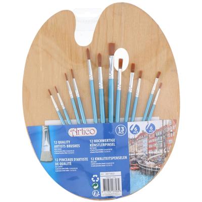 Verf palet hout met 12 penselen Verf palet hout met 12 penselen