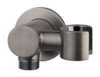 Wiesbaden Wandaansluitbocht met kantelbare handdouchehouder rond 1/2" gunmetal - thumbnail