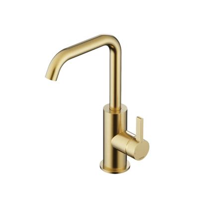 Hotbath Wastafelmengkraan Ace Met Draaibare Uitloop Gebogen 24 cm Geborsteld Messing PVD