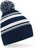 Beechfield CB473R Striped Fan Beanie - French Navy/White - One Size - thumbnail