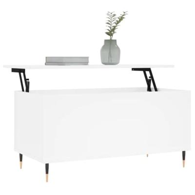 Salontafel 90x44,5x45 cm bewerkt hout wit - thumbnail