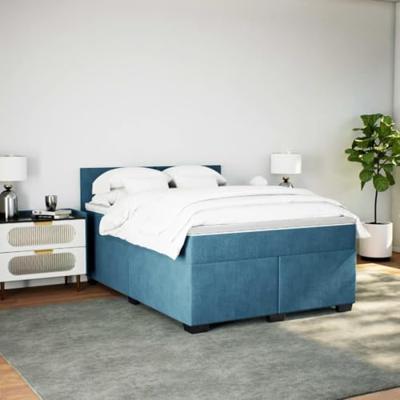 Boxspring met matras fluweel blauw 160x200 cm
