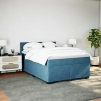 Boxspring met matras fluweel blauw 160x200 cm - thumbnail
