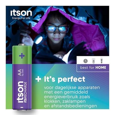 itson itsRECHARGE Oplaadbare AA batterij (penlite) NiMH 1.2 V 8 stuk(s) itson itsRECHARGE Oplaadbare AA batterij (penlite) NiMH 1.2 V 8 stuk(s)