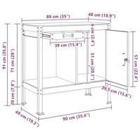 Werkbanken met lade Zwart 81 x 41 x 145 cm Bewerkt hout - thumbnail