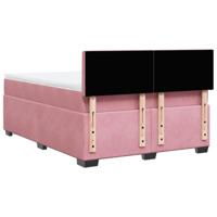 Boxspring met matras fluweel roze 160x200 cm - thumbnail