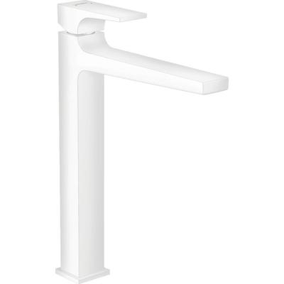 Hansgrohe Metropol ééngreeps wastafelkraan 260 met rechte greep en PushOpen afvoerplug, mat wit