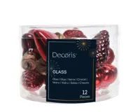 Decoris kerstballen set mini rood 12st - thumbnail