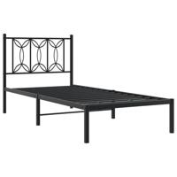 Bedframe met hoofdbord metaal zwart 90x200 cm - thumbnail