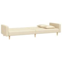 Slaapbank 2-zits met 2 kussens stof crmekleurig - thumbnail