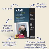 Epson Premium Glossy Photo Paper C13S042154 Fotopapier 13 x 18 cm 255 g/m² 30 vellen Hoogglans - thumbnail