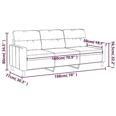 Driezitsbank 180 cm stof lichtgrijs Driezitsbank 180 cm stof lichtgrijs