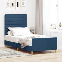 Bedframe met hoofdeinde Blauw 90 x 200 cm Stof - thumbnail