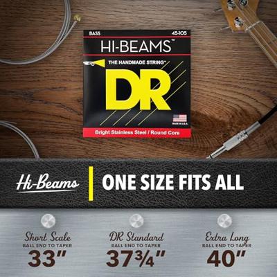 DR Strings MLR-45 Hi-Beams Light to Medium 45-100 basgitaarsnaren