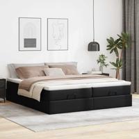 Ottoman bed met matrassen 180x200cm kunstleer zwart - thumbnail