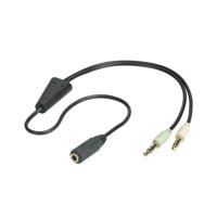Audio Adapter - microconnect - 2x3.5mm-3.5mm - M/F - 0.4m - Zwart - thumbnail
