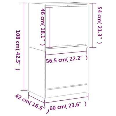 Schoenenkast met 2 klaplades 60x42x108 cm sonoma eikenkleurig