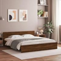 Bedframe met hoofdeinde en LED bruin eikenkleur 200x200 cm - thumbnail