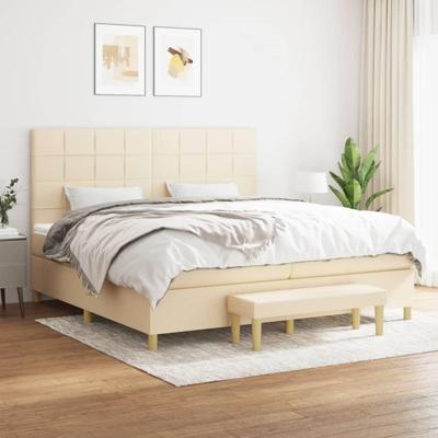 Boxspring met matras stof crèmekleurig 200x200 cm