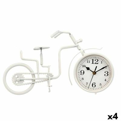 Tafelklok Fiets Wit Metaal 33 x 21 x 4 cm (4 Stuks)