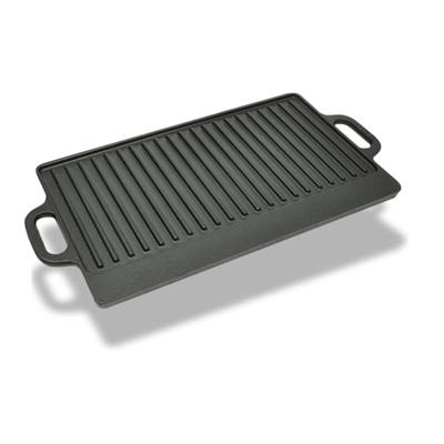Grillplaat gietijzer dubbelzijdig 38x23 cm