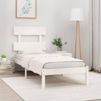 Bedframe massief hout wit 90x200 cm