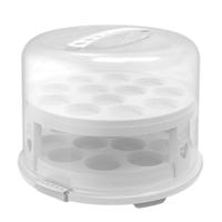 Rotho fresh taartdoos xl + cupcake-houders 35.5x34.5x26 cm wit/transparant - thumbnail