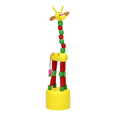 Playwood houten drukpop giraffe gekleurd