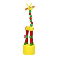 Playwood houten drukpop giraffe gekleurd - thumbnail