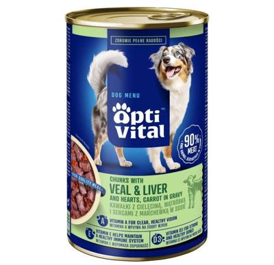 OPTIVITAL Chunks with veal, hearts, liver and carrots - natvoer voor honden - 1250g