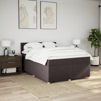 Boxspring met matras stof donkerbruin 160x200 cm - thumbnail