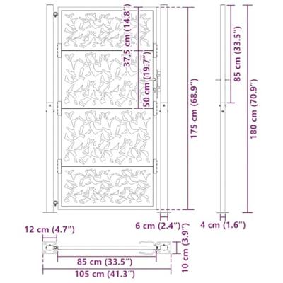 Poort met bladontwerp 105x180 cm weervast staal Poort met bladontwerp 105x180 cm weervast staal