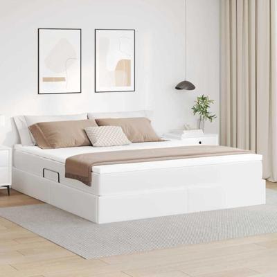 Opbergbed met matras met matras Wit 180 x 200 cm Nep Leer