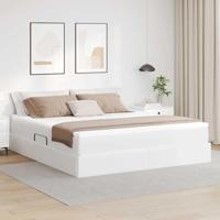 Opbergbed met matras met matras Wit 180 x 200 cm Nep Leer - thumbnail