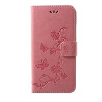 Shop4 - iPhone Xs Max Hoesje - Wallet Case Bloemen Vlinder Roze - thumbnail
