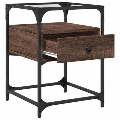 Nachtkastjes 2 st 40x40x55 cm bewerkt hout bruin eikenkleurig