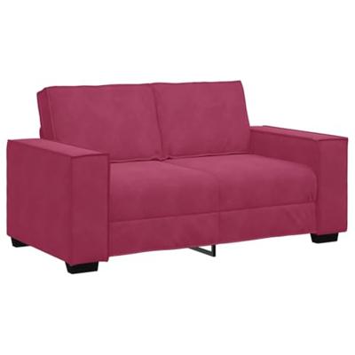 Tweezitsbank 120 cm fluweel wijnrood - thumbnail