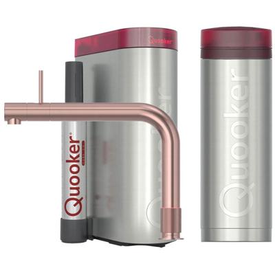 Quooker Front Keukenkraan Set - Kokend Warm- en Koud Water - Rosé Koper - Inclusief PRO3 Reservoir & CUBE - Direct Gekoeld Bruisend Water