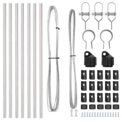 VidaXL Afrasteringspaal 7 pcs zilver staal VidaXL Afrasteringspaal 7 pcs zilver staal