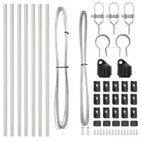 VidaXL Afrasteringspaal 7 pcs zilver staal - thumbnail